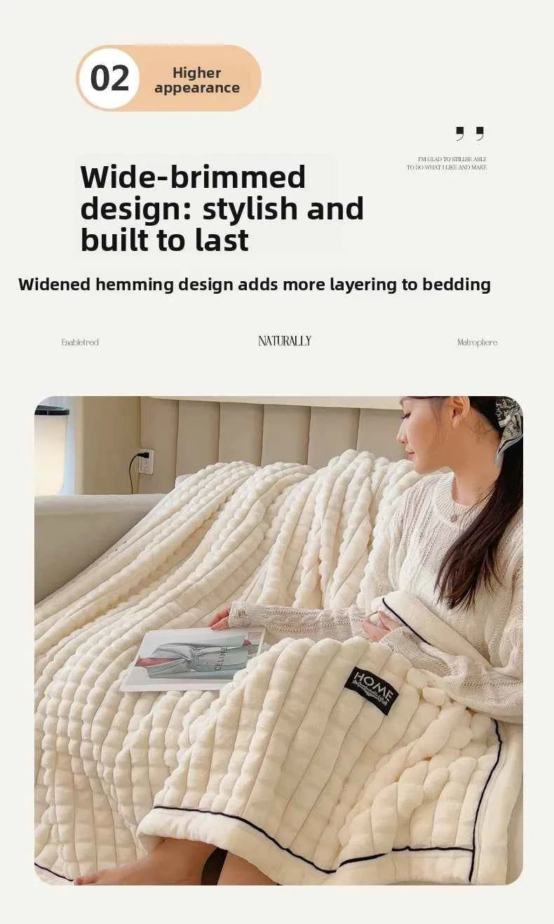 2025 A-Class Rabbit Fur Plush Blanket Multi-Functional Sofa Living Room Warm Decorative Autumn Winter Cozy Throw Blanket