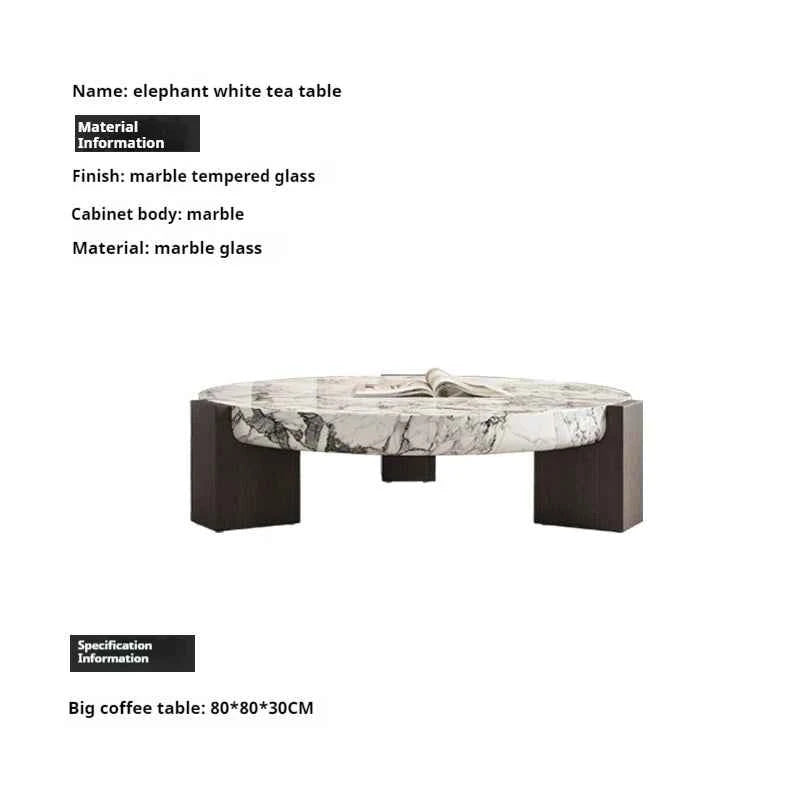 Luxury round Top Coffee Table in 100% Pure Calacatta Viola Marble with Black Marquina Marble Legs for Home Living Room