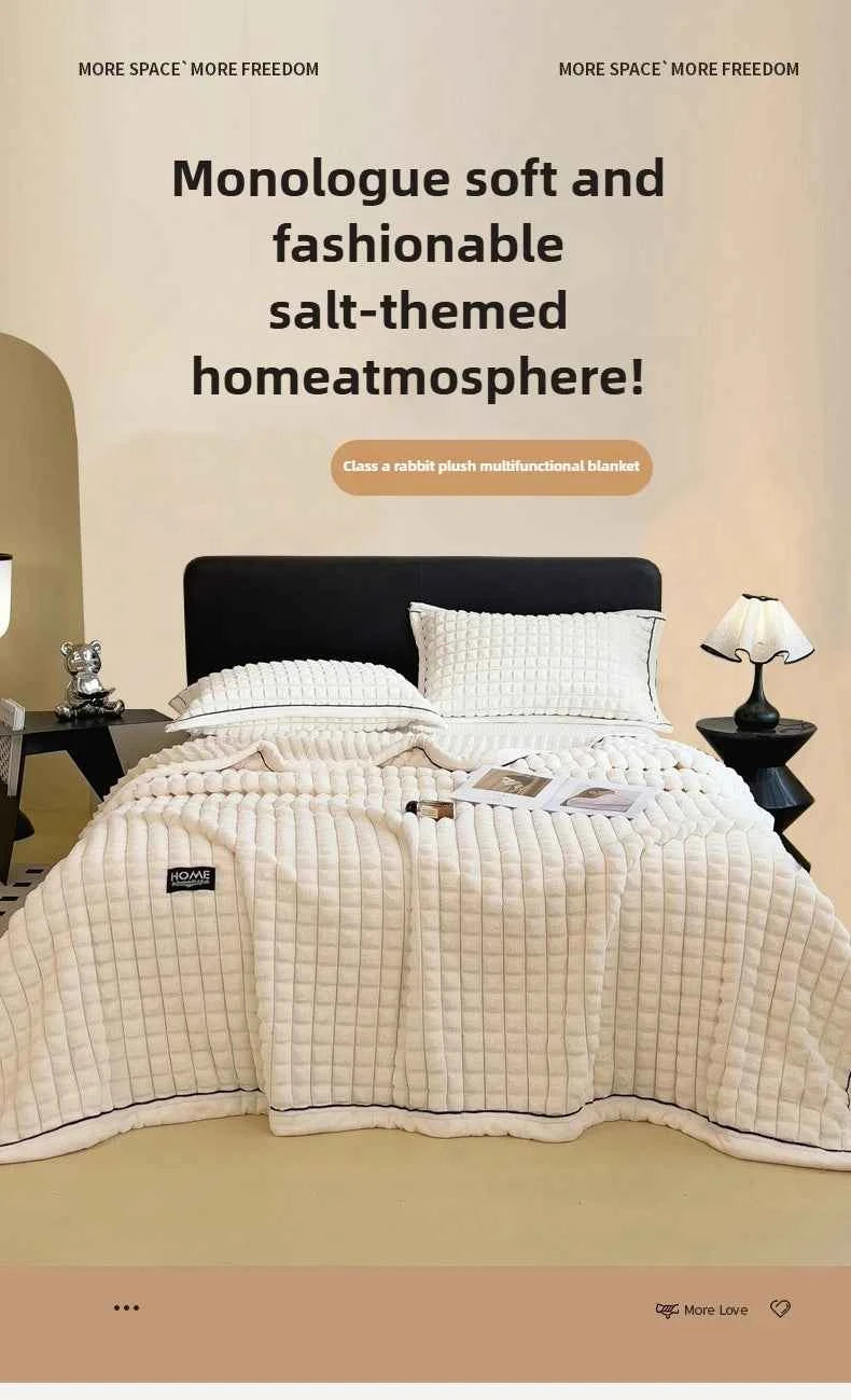 2025 A-Class Rabbit Fur Plush Blanket Multi-Functional Sofa Living Room Warm Decorative Autumn Winter Cozy Throw Blanket