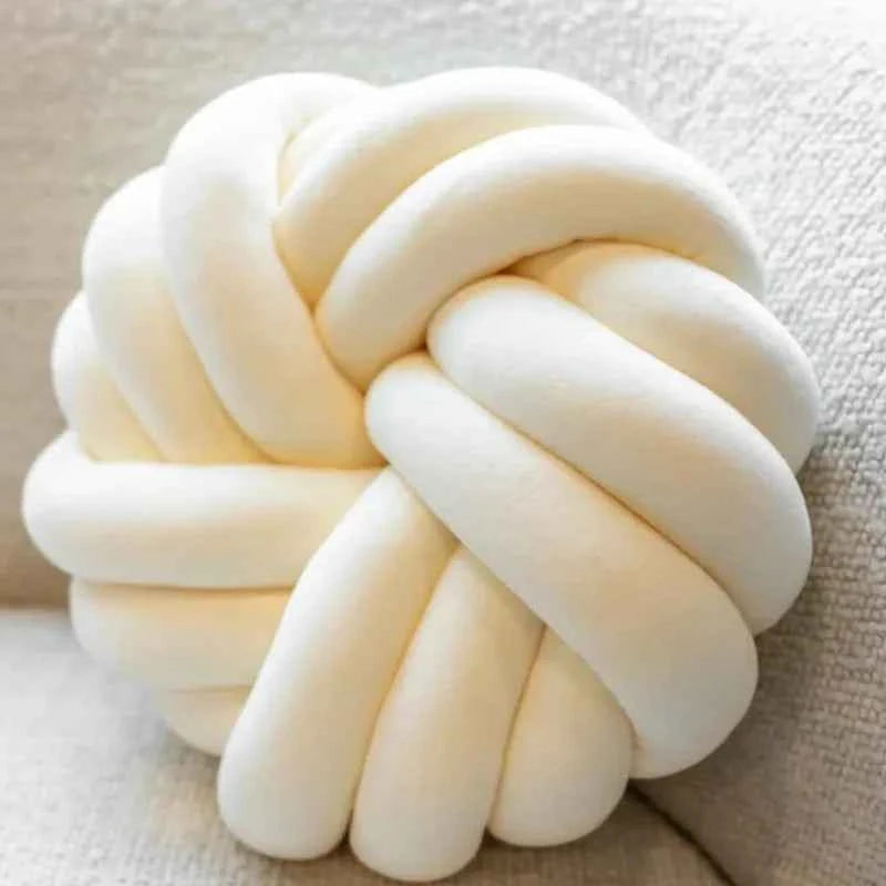 Cream Coffee Knot Pillow Ball Large Decorative Throw Pillows Velvet Round Knotted Pillow for Home Bed Room Couch Decor Office