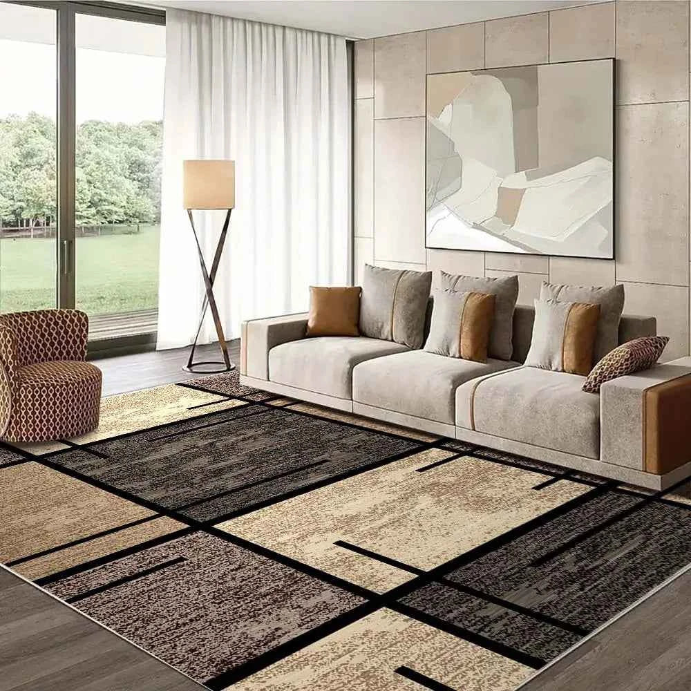 VIKAMA Premium Light Luxury Geometric Rug Living Room, Bedroom & Office Rug Easy-Care Lightweight Rug Home Decor