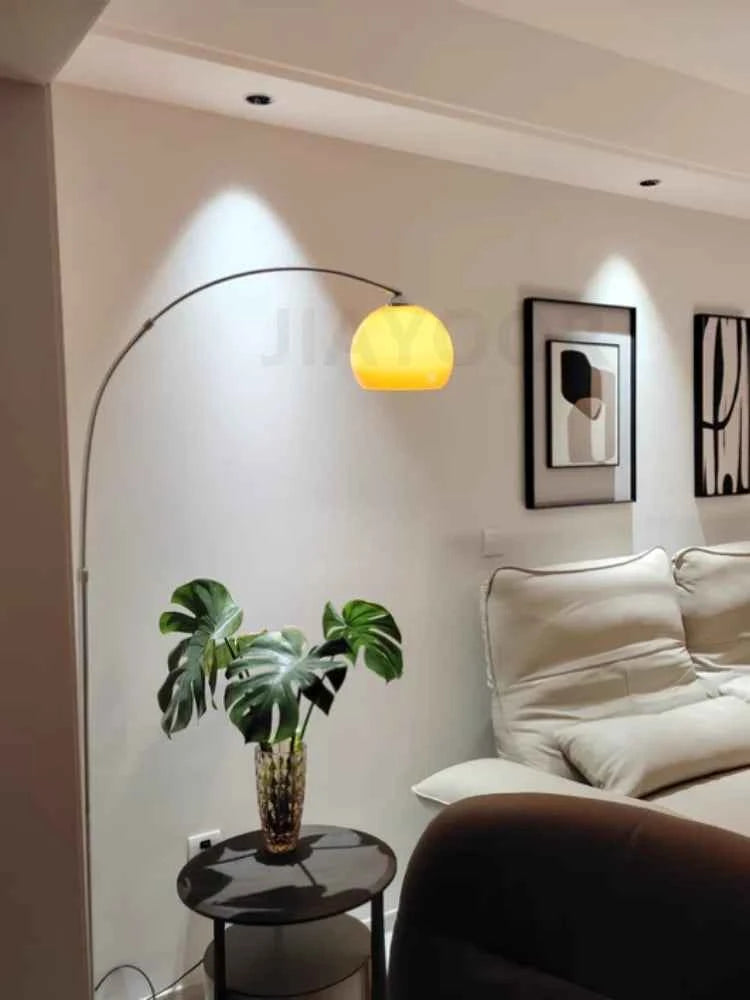 Nordic Living Room Atmosphere Floor Lamp Fishing Lamp Sofa Side Marble Standing Lamp Light Luxury LED Light Bedroom Bedside Lamp