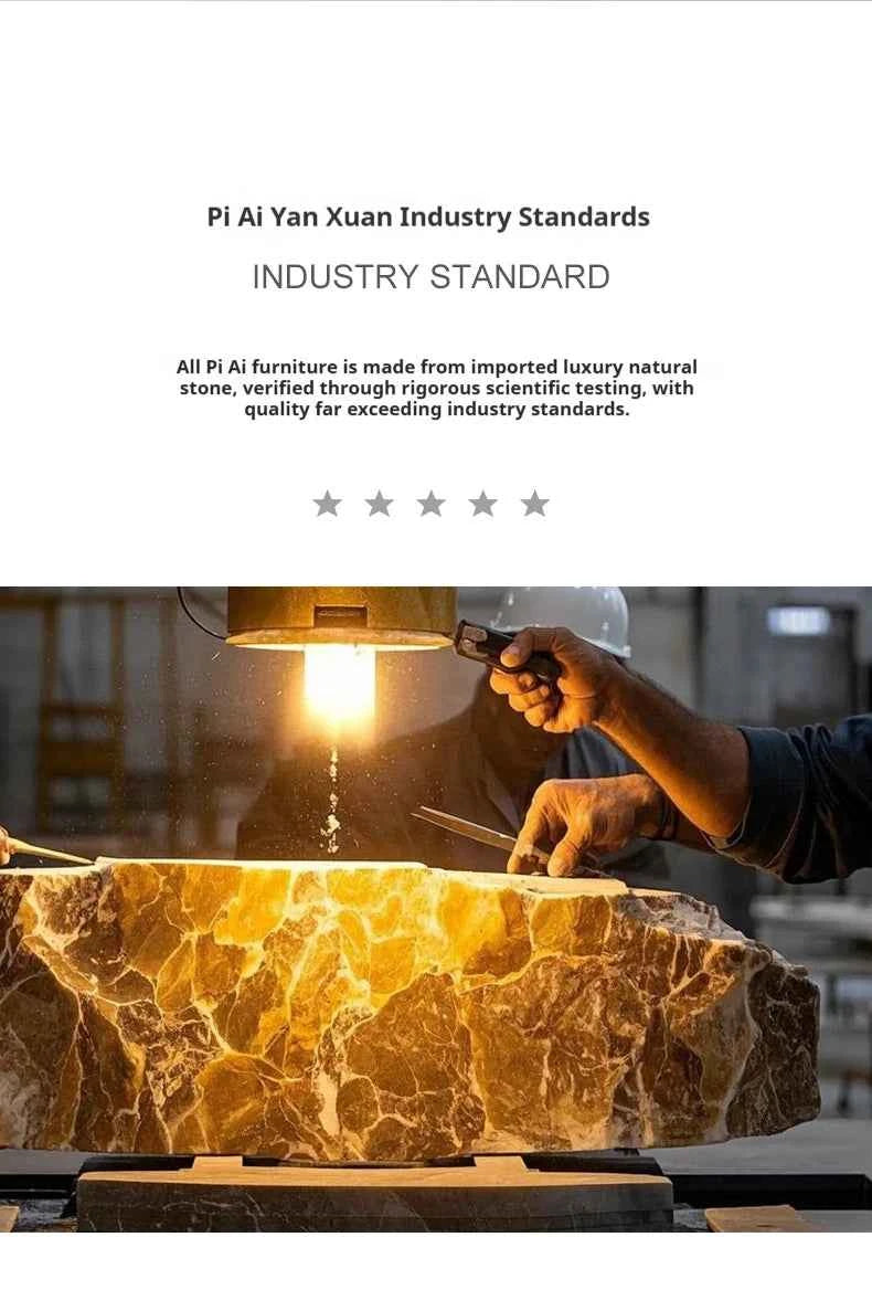 "Luxury Natural Stone Coffee Table - Italian Designer Marble Tea Table, Artistic Freeform Shape for Modern Living Room"