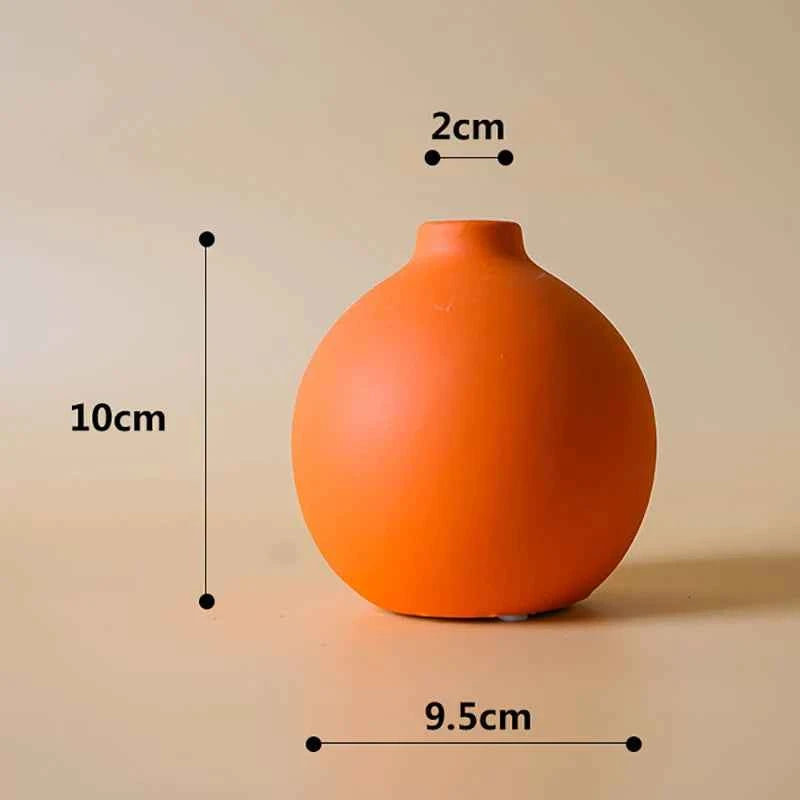 Nordic Ceramic Vase  Solid Color Simple Art Flower Pot Decoration With Small Bottleneck  For Table Shelf Dining Room