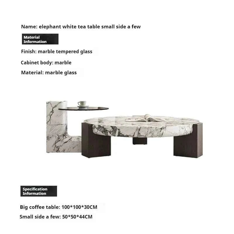 Luxury round Top Coffee Table in 100% Pure Calacatta Viola Marble with Black Marquina Marble Legs for Home Living Room