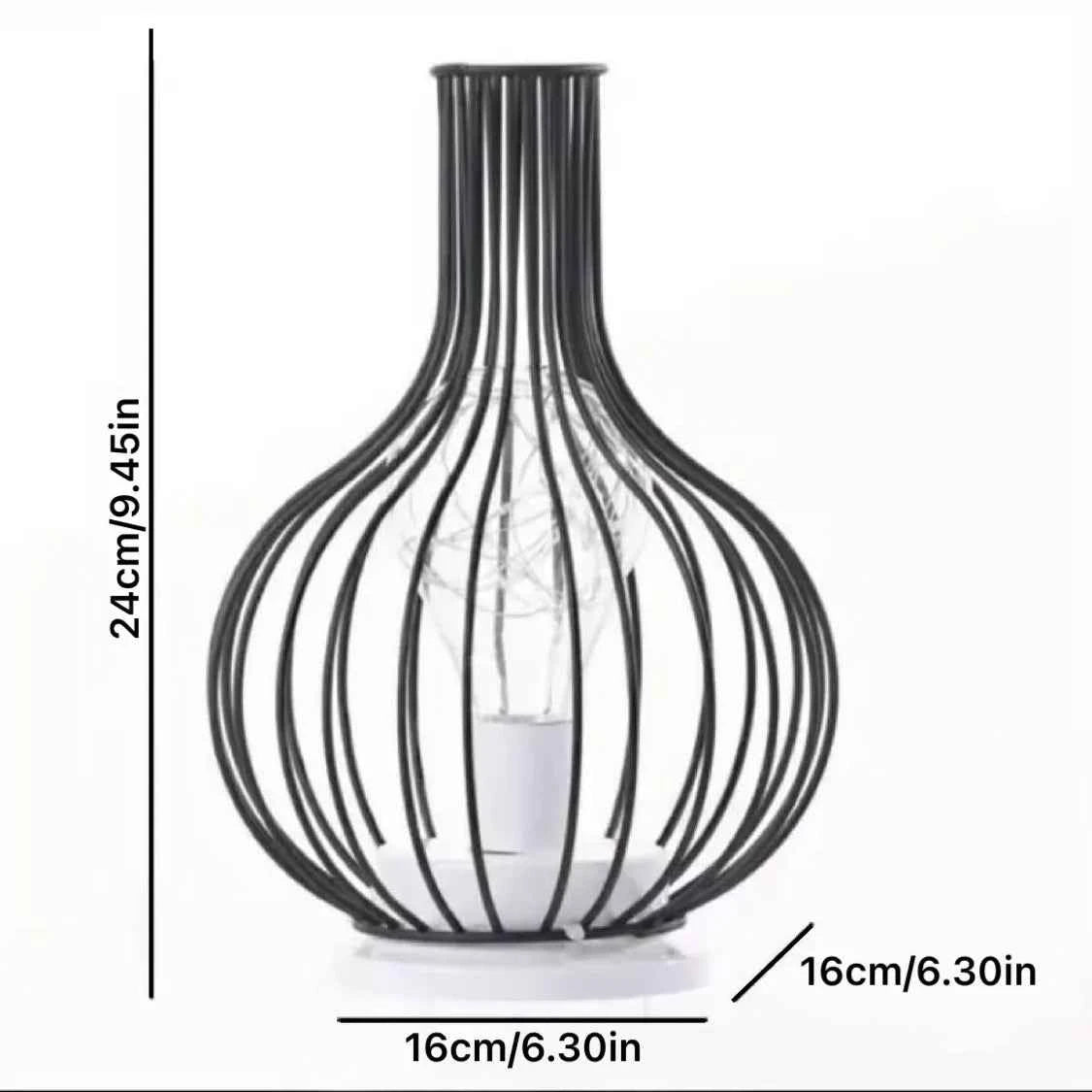 1PC Indoor Iron Wire Cage Design Night Light,Battery-Powered LED Lamp, Decorative Table Lighting for Bedroom, Living Room