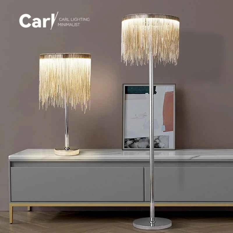 New Tassel Floor Lamp Living Room Bedside Light Luxury Bedroom Vertical Table Lamp Nordic Postmodern Simple Sofa Corner Art Lamp