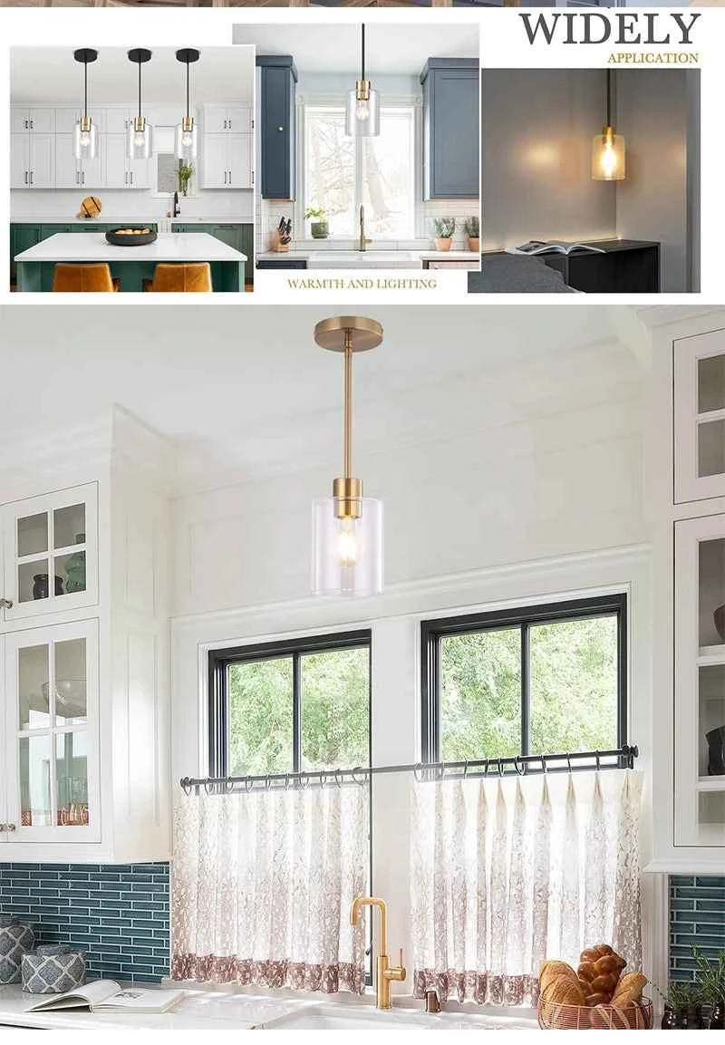﻿ Modern Industrial Pendant Lamp Glass Hanging  Adjustable height Kitchen Dining Room Bedroom Bedside bathroom Decor Lights