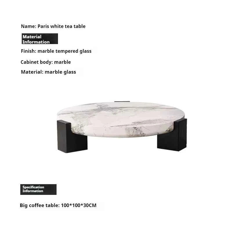 Luxury round Top Coffee Table in 100% Pure Calacatta Viola Marble with Black Marquina Marble Legs for Home Living Room