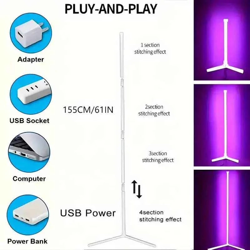 RGB Dream Color Floor Lamp with Music Sync Modern 16 Million Color Changing Standing Mood Light For Bedroom Living Room