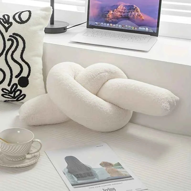 1pc Nordic Style Knotted Bolster Pillow for Sofa Bedroom Office Decor Pillow Gift for Christmas Home Living Room Decorate