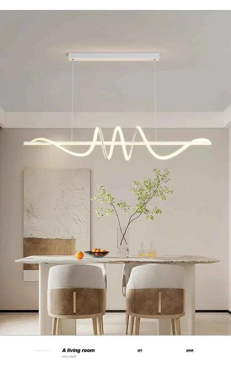 Minimalist Long Strip Restaurant Ceiling Chandelier Home Decor Bedroom Living Room Pendant Light Dining Table Bar Hanging Lamps