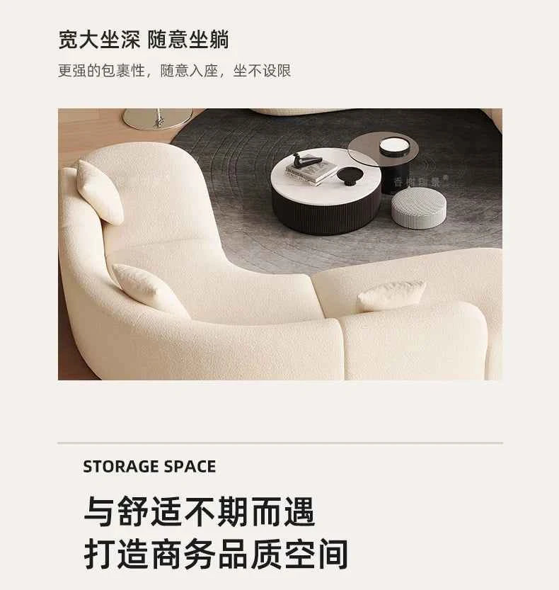 Curved Individual Living Room Sofas Corner Recliner Luxury Nordic Sofas Modern Cloud Single Floor Designer Wood Divano Furniture