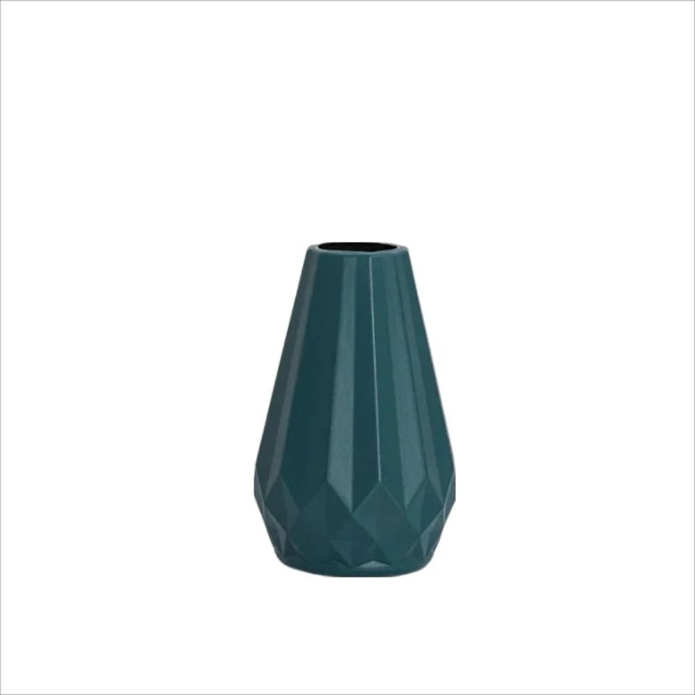 Diamond Shaped Flower Vase Fashion Imitation Ceramic Plastic Flower Pot Nordic Style Modern Flower Arrangement Living Room - The Homemakers Hub