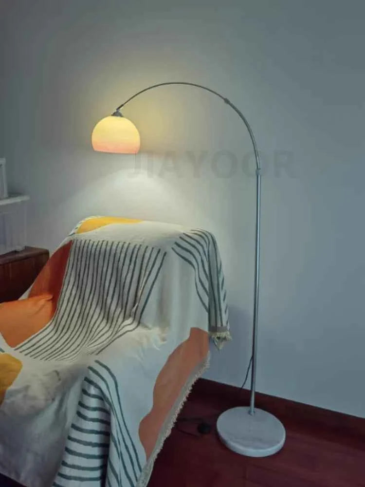 Nordic Living Room Atmosphere Floor Lamp Fishing Lamp Sofa Side Marble Standing Lamp Light Luxury LED Light Bedroom Bedside Lamp