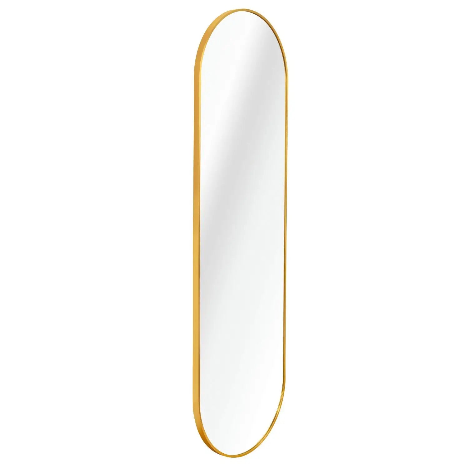 Gold Full-Length Wall Mirror 63 x 20IN Pill Shaped for Bathroom Use