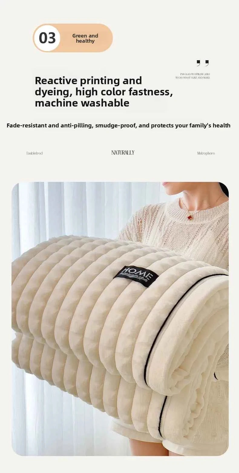 2025 A-Class Rabbit Fur Plush Blanket Multi-Functional Sofa Living Room Warm Decorative Autumn Winter Cozy Throw Blanket