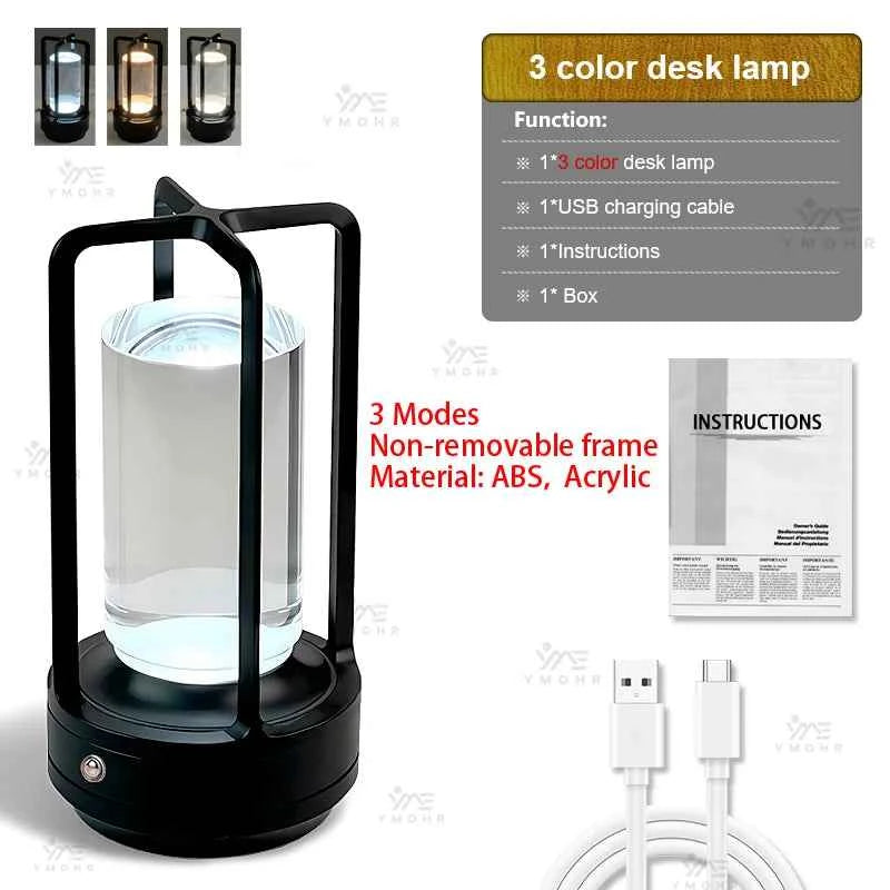 16 Modes Table Lamp LED Rechargeable Dimmable Mood Light Crystal Candle Room Decoration Portable Night Lights For Home Bar Gift