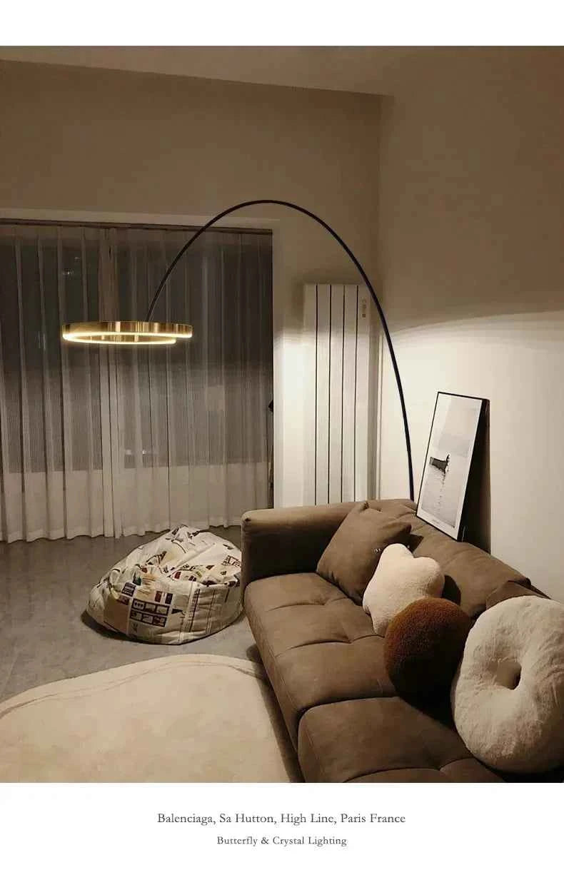 Ring Fishing Floor Lamp Room Decor Golden Long Pole Modern Simple LED Minimalist Light Luxury Designer Vertical Table Lamps