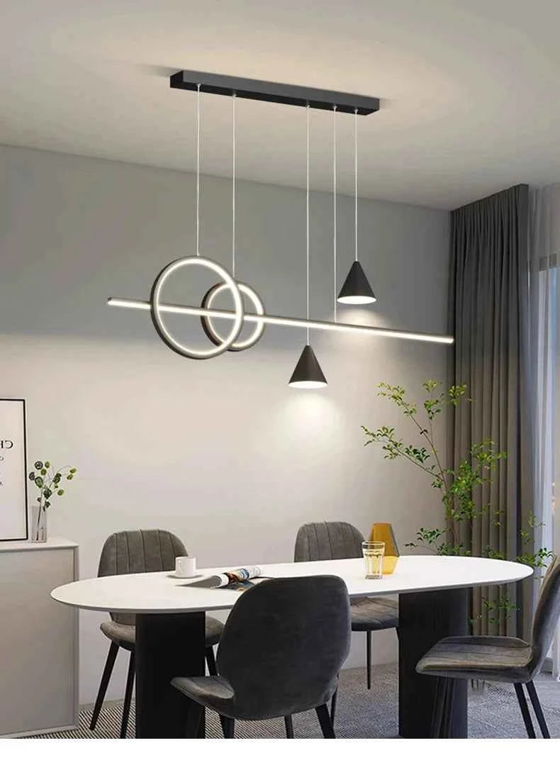 Minimalist Long Strip Restaurant Pendant Lamp Home Interior Decor Living Room Ceiling Chandelier Bar Table Cafe Hanging Lights