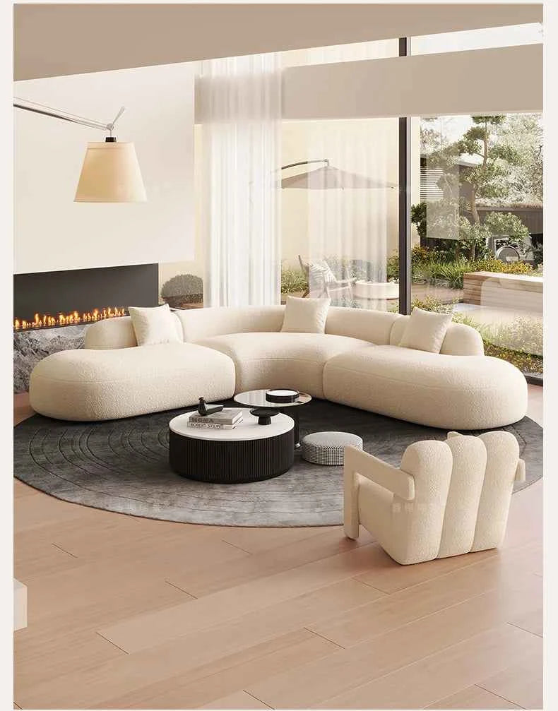 Curved Individual Living Room Sofas Corner Recliner Luxury Nordic Sofas Modern Cloud Single Floor Designer Wood Divano Furniture