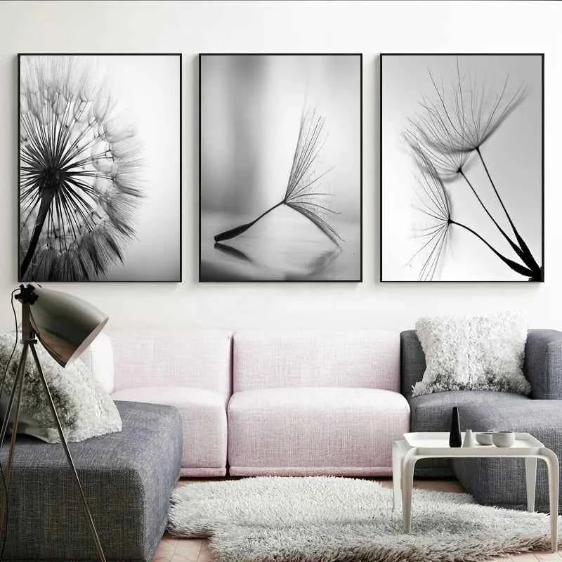 Black White Dandelion Flower Wall Art Prints And Poster Nordic Living Room Wall Art Decorative Canvas Paintings For Home Decor
