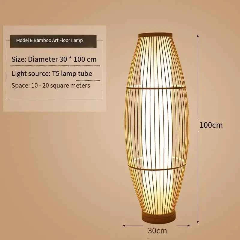 Art Chinese Floor Lamp Retro Bamboo Weaving Living Room Tea Room Japanese Bedroom Classic Creative Ornament Lighting Fixtures