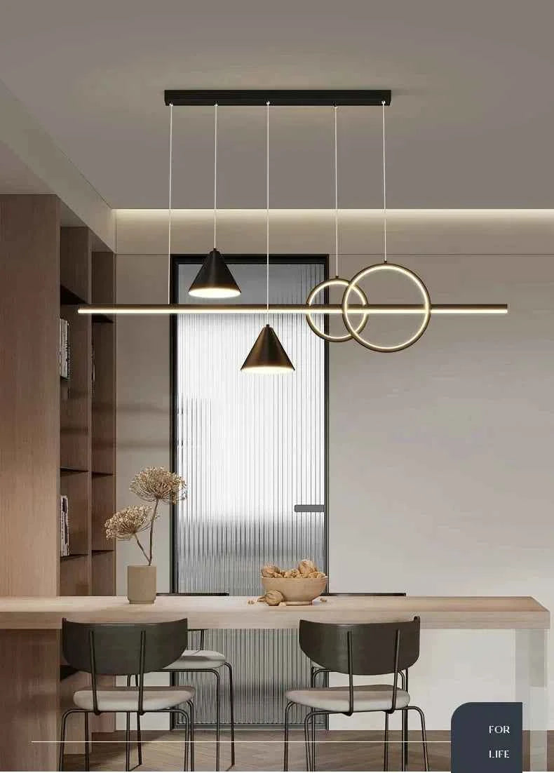 Minimalist Long Strip Restaurant Pendant Lamp Home Interior Decor Living Room Ceiling Chandelier Bar Table Cafe Hanging Lights