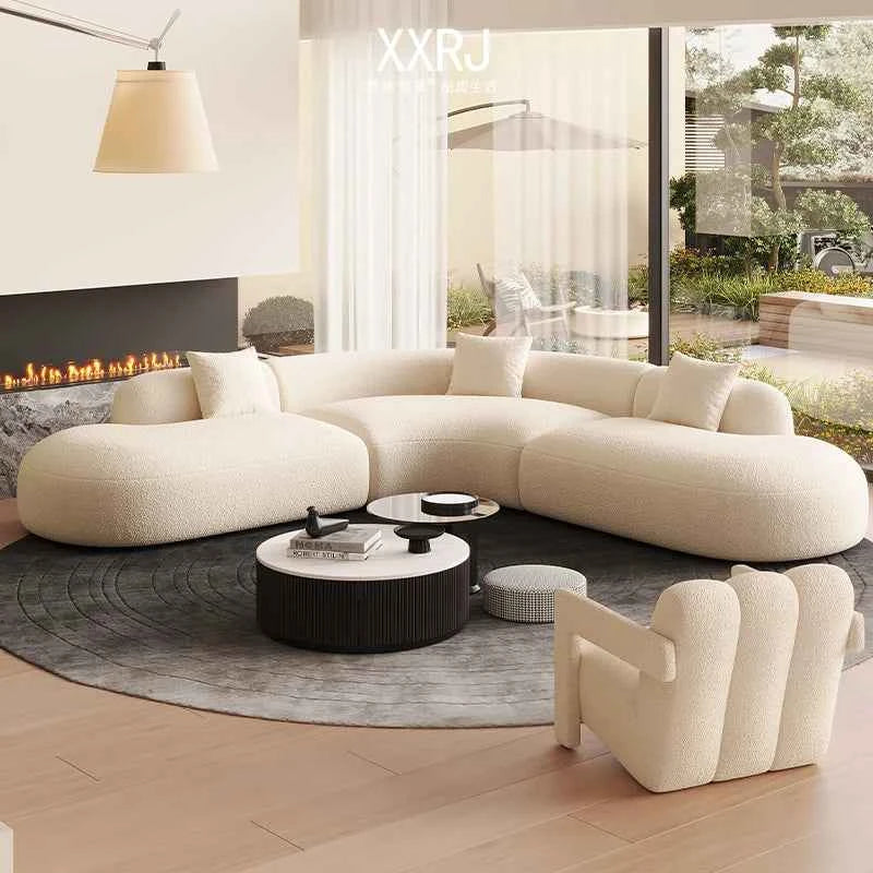 Curved Individual Living Room Sofas Corner Recliner Luxury Nordic Sofas Modern Cloud Single Floor Designer Wood Divano Furniture