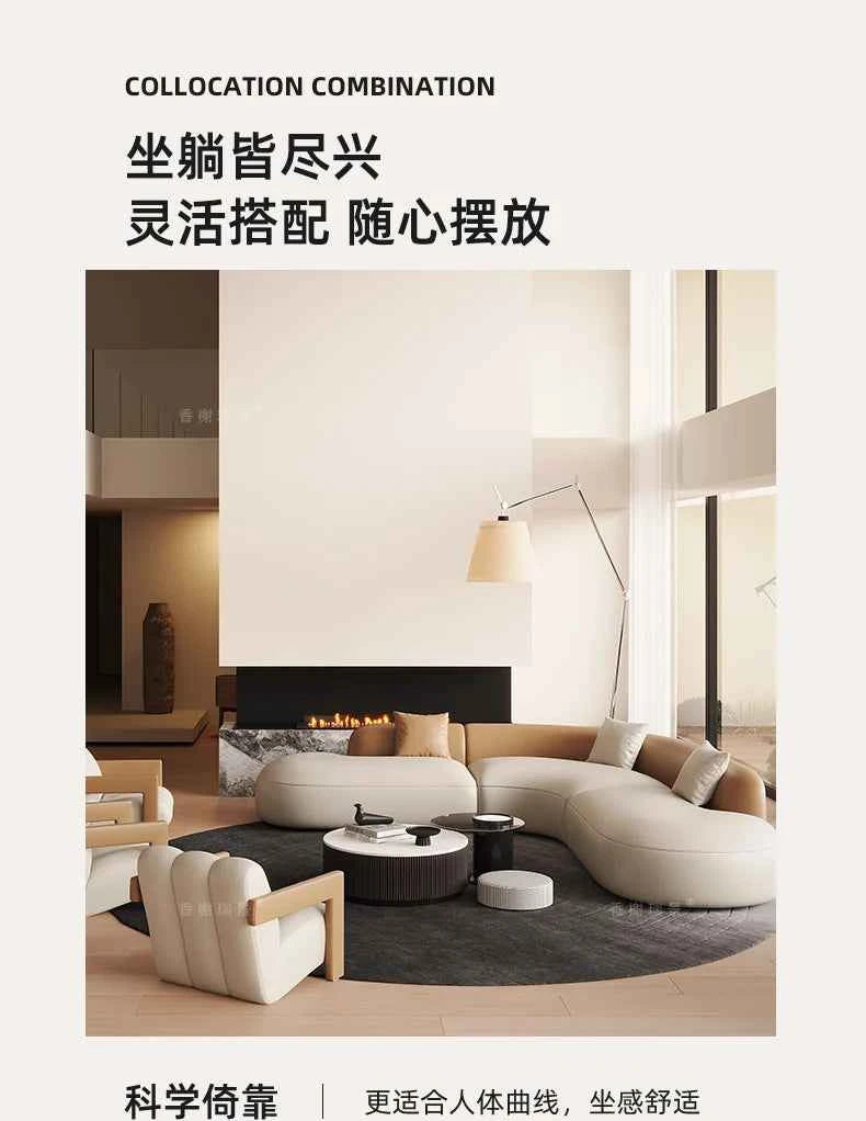 Curved Individual Living Room Sofas Corner Recliner Luxury Nordic Sofas Modern Cloud Single Floor Designer Wood Divano Furniture