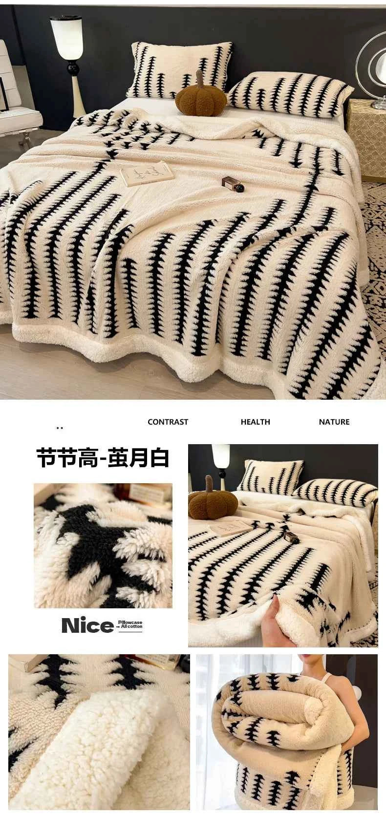 Blanket Quilt New Thickened Cloud-feel Fleece Double-layer  Plush Winter Wool Knee Nap Four Seasons Blankets for Sofas Sleeping