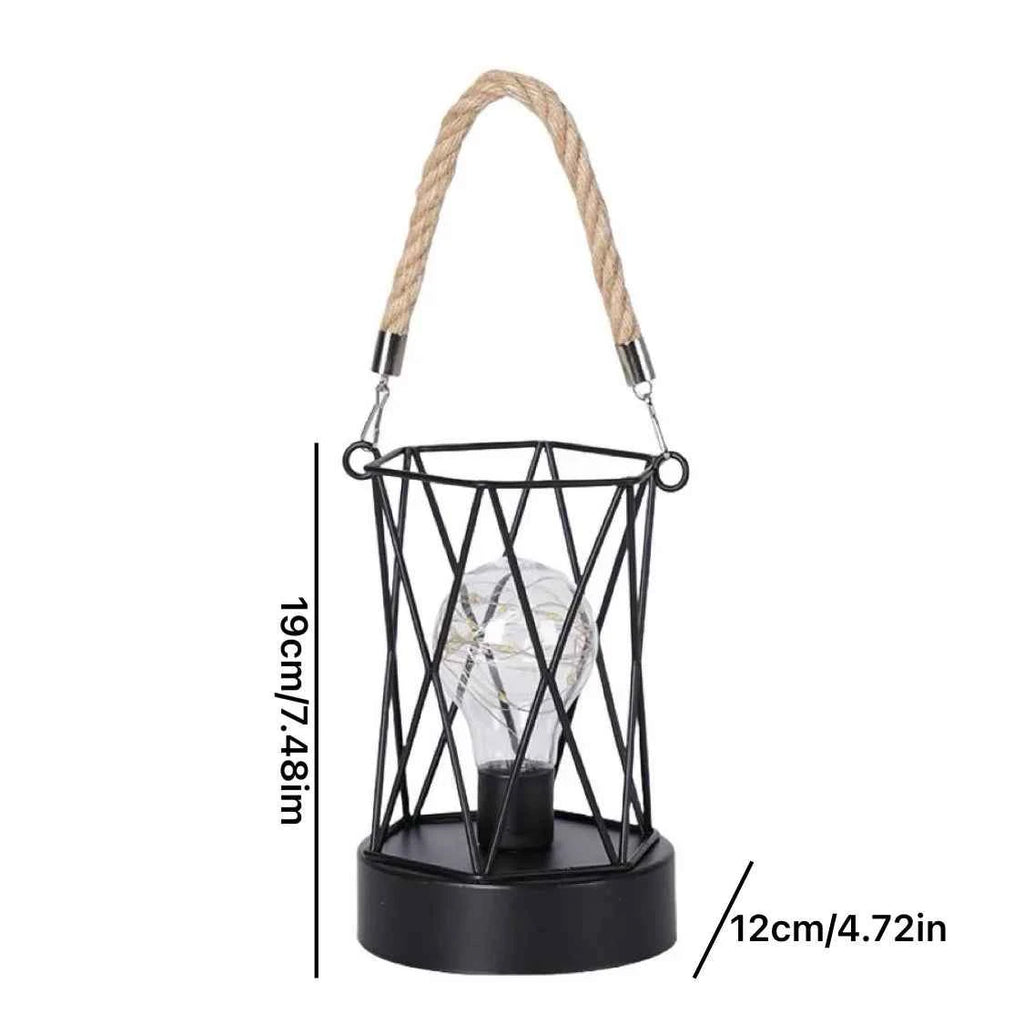1PC Indoor Iron Wire Cage Design Night Light,Battery-Powered LED Lamp, Decorative Table Lighting for Bedroom, Living Room