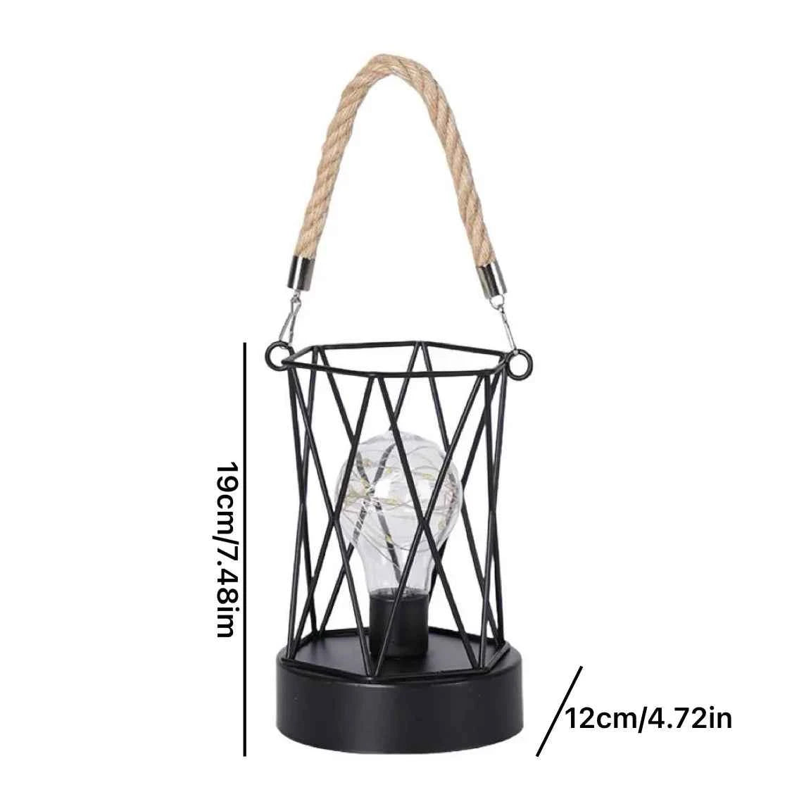 1PC Indoor Iron Wire Cage Design Night Light,Battery-Powered LED Lamp, Decorative Table Lighting for Bedroom, Living Room