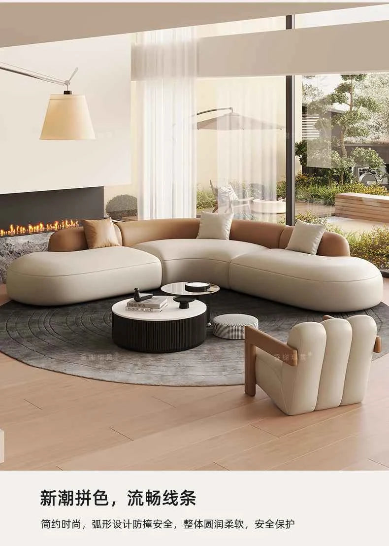 Curved Individual Living Room Sofas Corner Recliner Luxury Nordic Sofas Modern Cloud Single Floor Designer Wood Divano Furniture