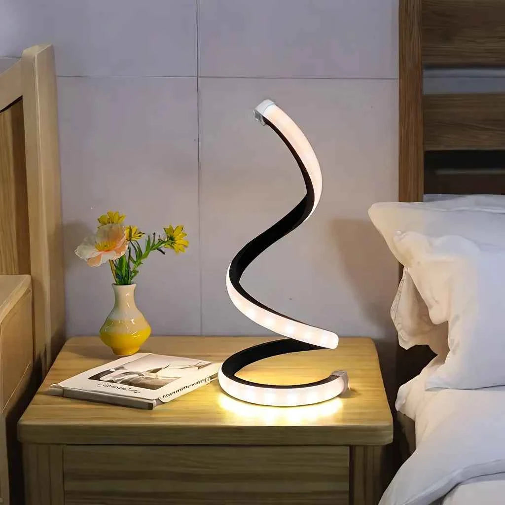 Creative Spiral LED Night Light 3 Colors Dimmable Desk Lamp Reading Light for Living Room Office Desk Bedroom Bedside Decor