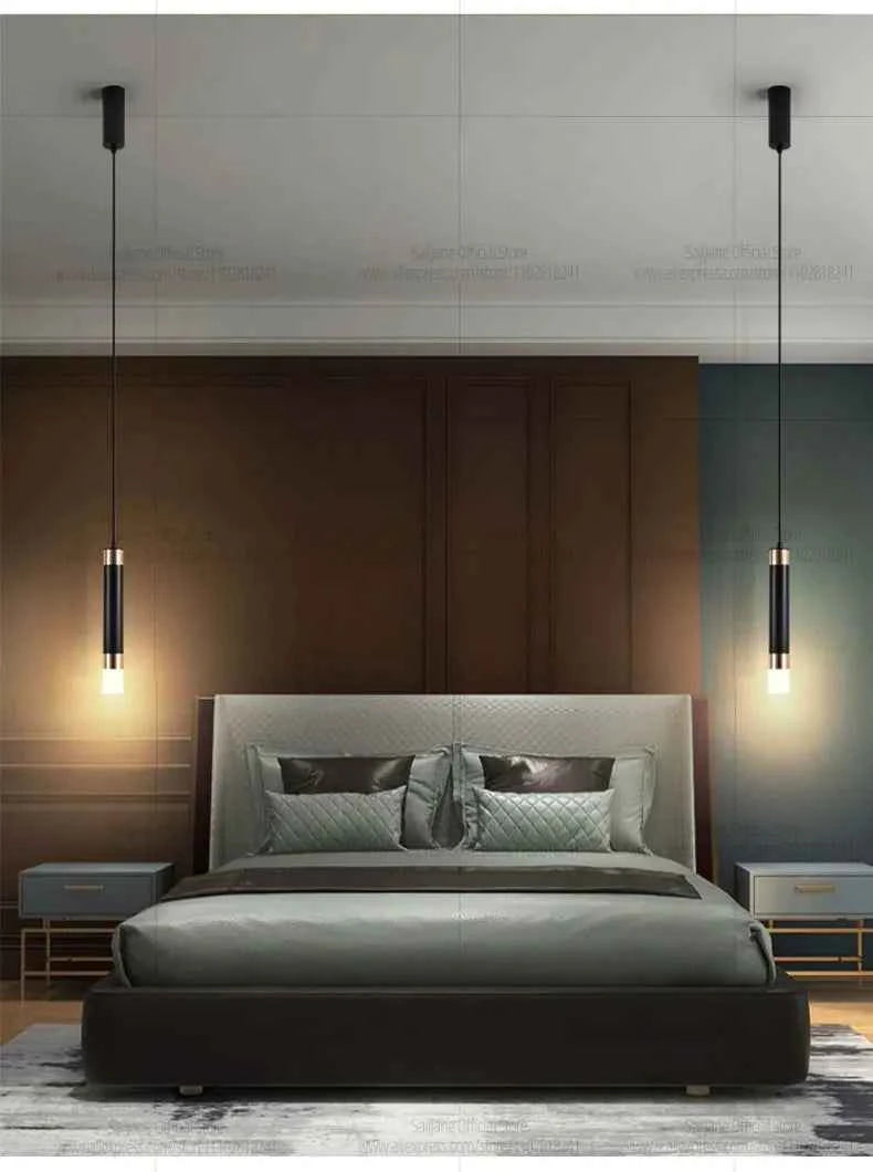 Modern LED Long Pendent Lamp Hanging Bedroom Bedhead pendant Light Suitable For Restaurant Bar Counter Decoration Chandelier
