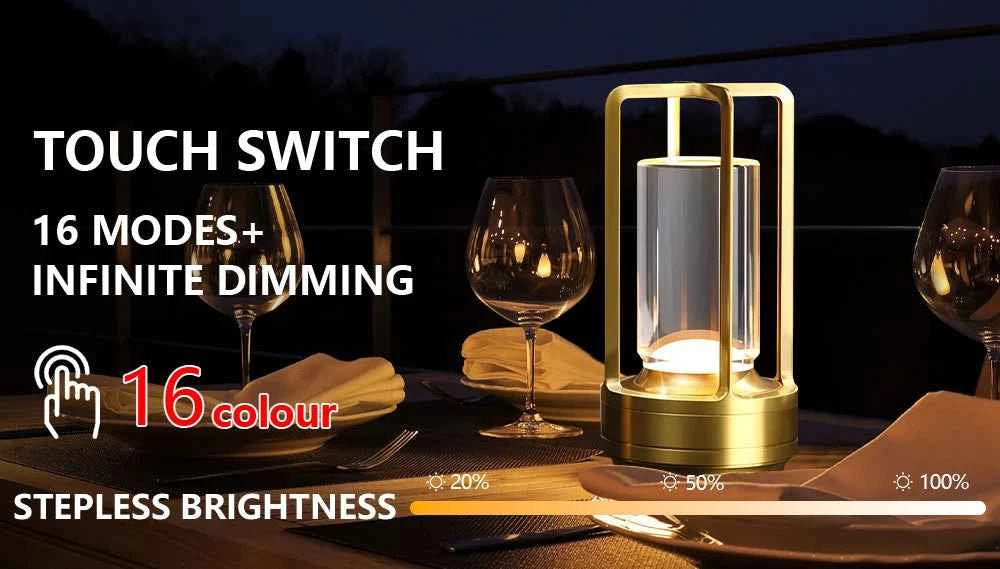 16 Modes Table Lamp LED Rechargeable Dimmable Mood Light Crystal Candle Room Decoration Portable Night Lights For Home Bar Gift