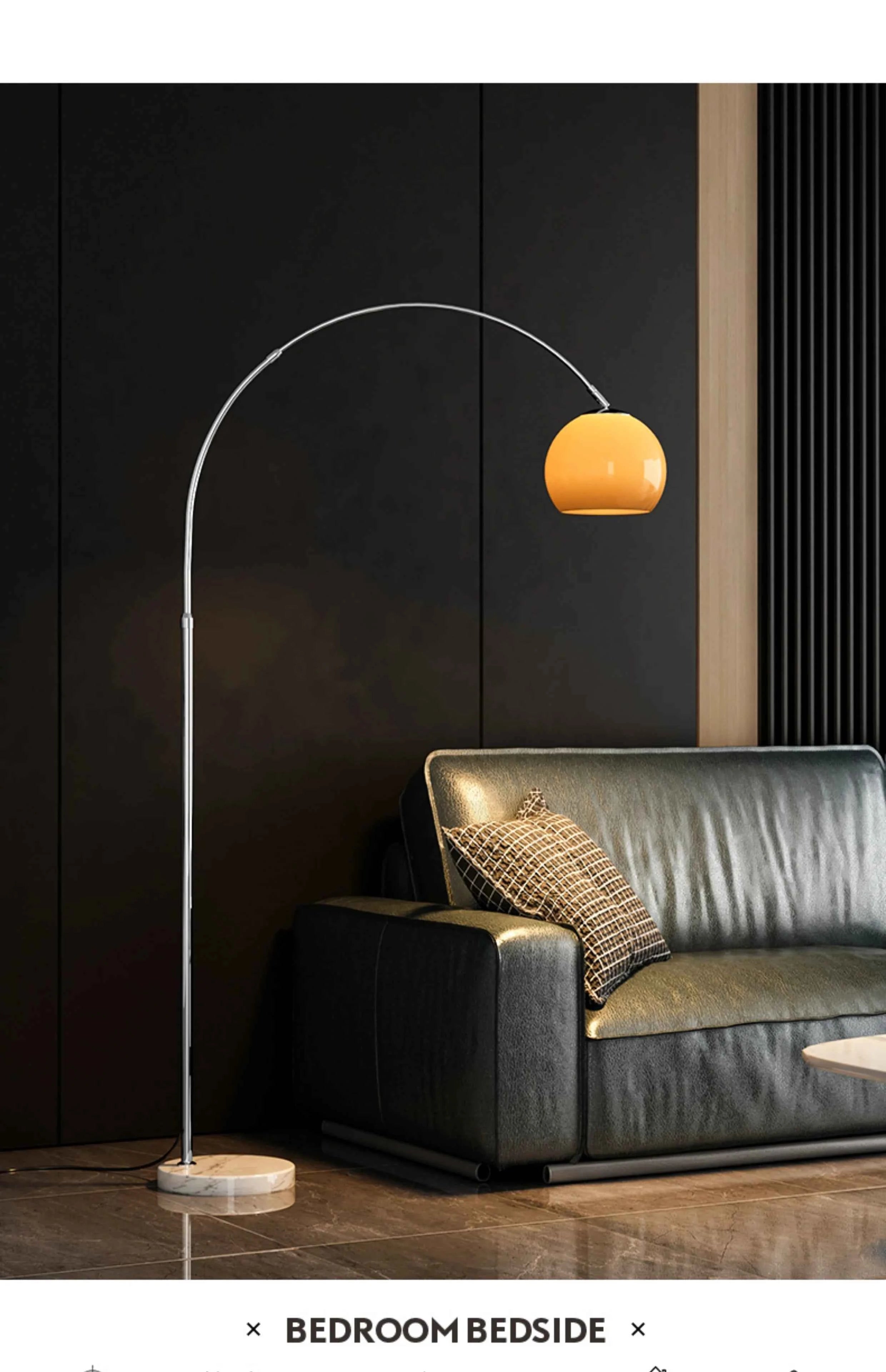 Nordic Living Room Atmosphere Floor Lamp Fishing Lamp Sofa Side Marble Standing Lamp Light Luxury LED Light Bedroom Bedside Lamp
