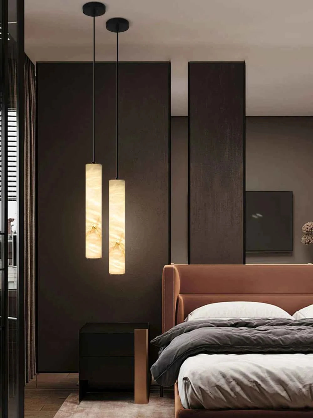 Suspension Luminaire Lampen Dinning Room Pendant Light 2025 Trendy Natural Marble Hanging Lamps LED Alabaster Chandelier