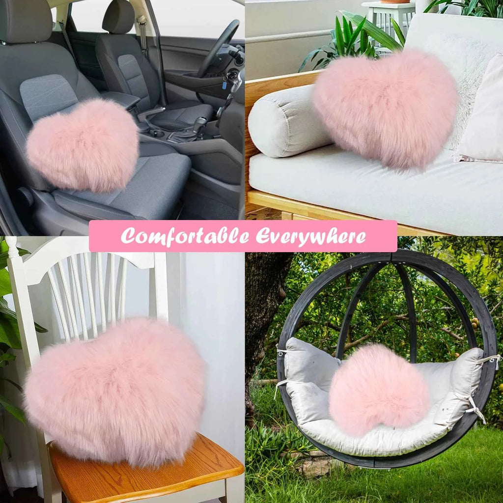 Heart Pillow Decorative Cute Heart Shaped Back Cushion Comfortable Light Pink Pillow Soft Fluffy Long Plush Love Throw Pillow