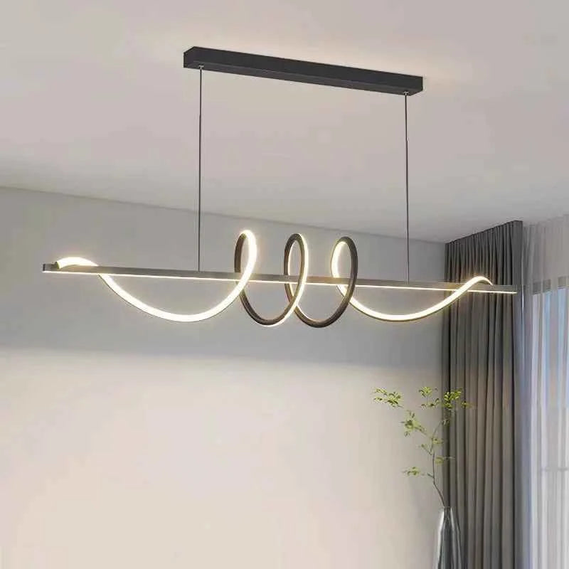 Minimalist Long Strip Restaurant Ceiling Chandelier Home Decor Bedroom Living Room Pendant Light Dining Table Bar Hanging Lamps