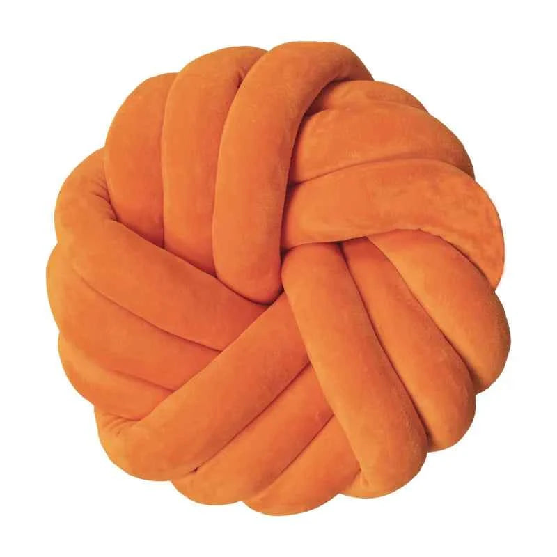 Cream Coffee Knot Pillow Ball Large Decorative Throw Pillows Velvet Round Knotted Pillow for Home Bed Room Couch Decor Office