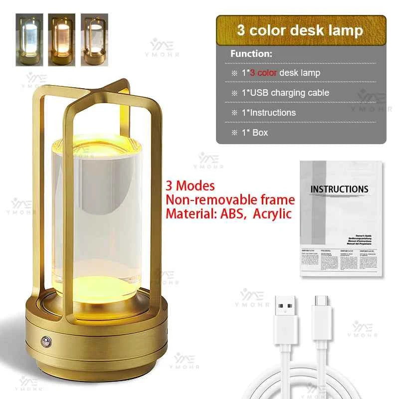16 Modes Table Lamp LED Rechargeable Dimmable Mood Light Crystal Candle Room Decoration Portable Night Lights For Home Bar Gift