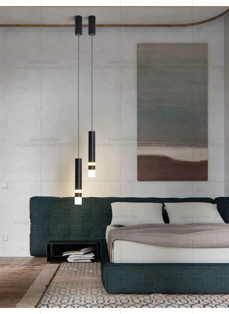 Modern LED Long Pendent Lamp Hanging Bedroom Bedhead pendant Light Suitable For Restaurant Bar Counter Decoration Chandelier