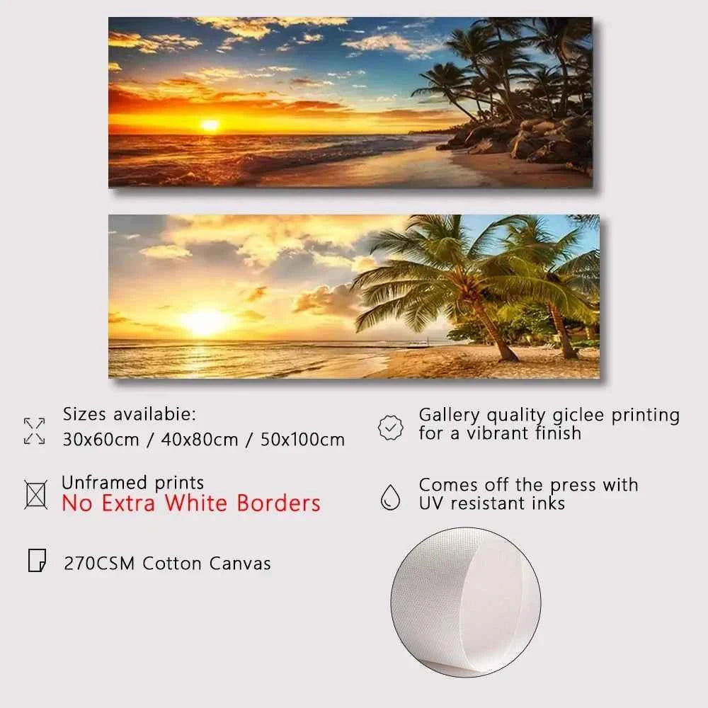 Lazy Beach Sunset Scenery Canvas Art Painting Poster Palm Tree Wall Art Posters Nordic Style Art Decor Living Room Office Decor