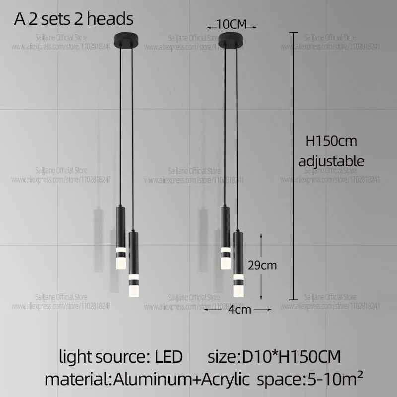 Modern LED Long Pendent Lamp Hanging Bedroom Bedhead pendant Light Suitable For Restaurant Bar Counter Decoration Chandelier