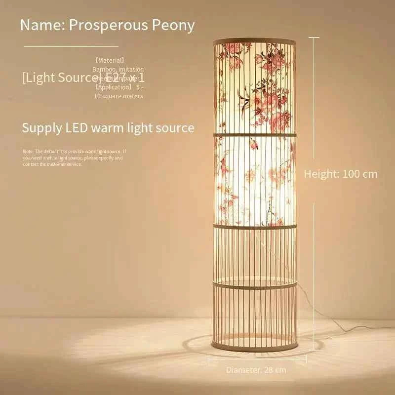 Art Chinese Floor Lamp Retro Bamboo Weaving Living Room Tea Room Japanese Bedroom Classic Creative Ornament Lighting Fixtures