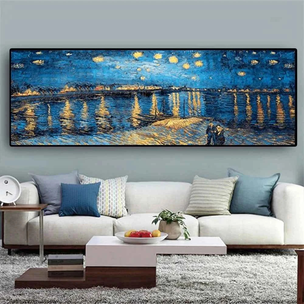 Scandinavian Minimalist Wall Art Van Gogh Painting "Starry Night" HD Canvas Poster Prints Home Bedroom Living Room Decoration
