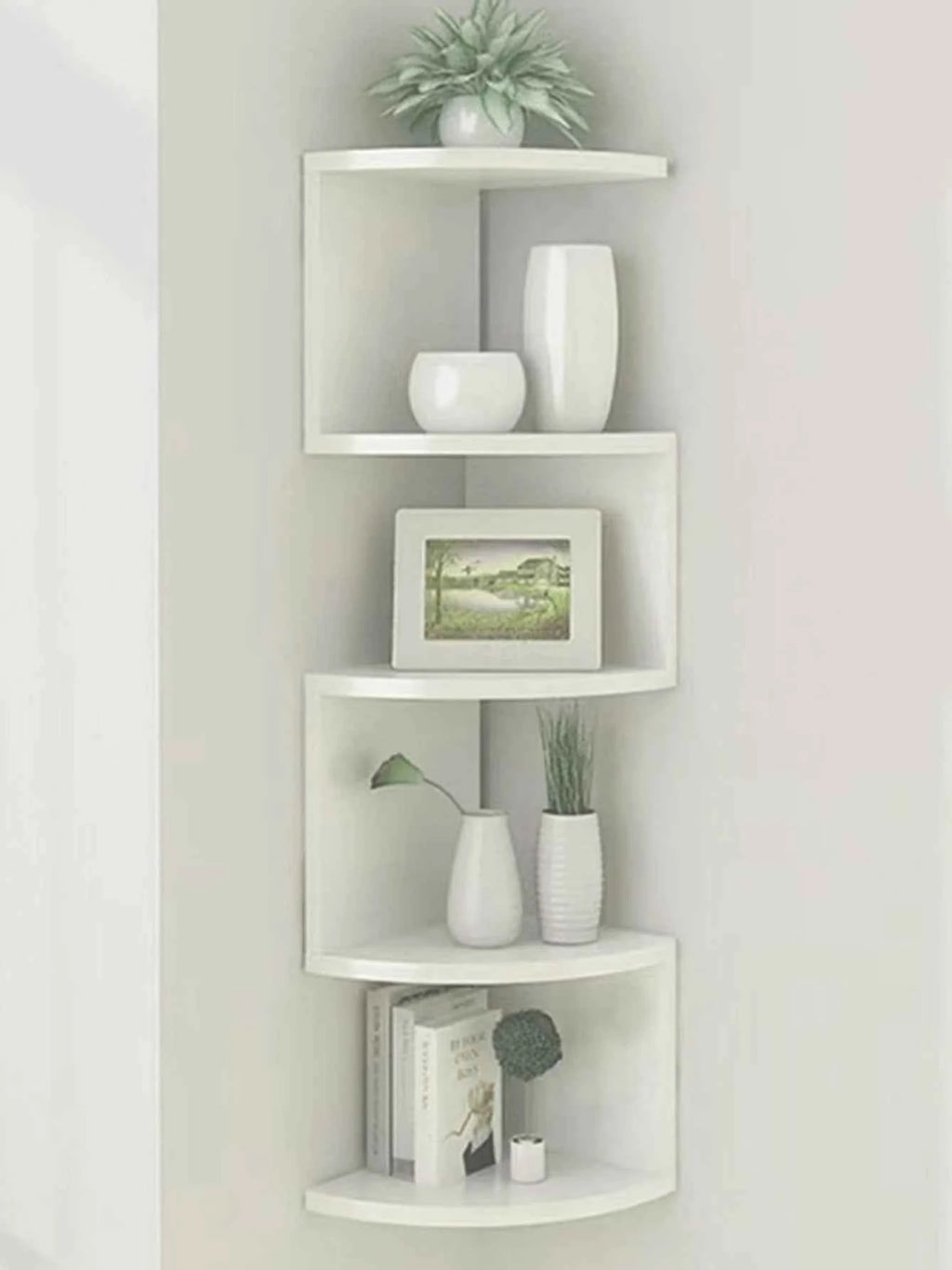 5-tier Floating Wall Shelf Corner Storage Rack Aesthetic Room Decoration Home Decoration Living Room Kitchen Display Stand Ledge