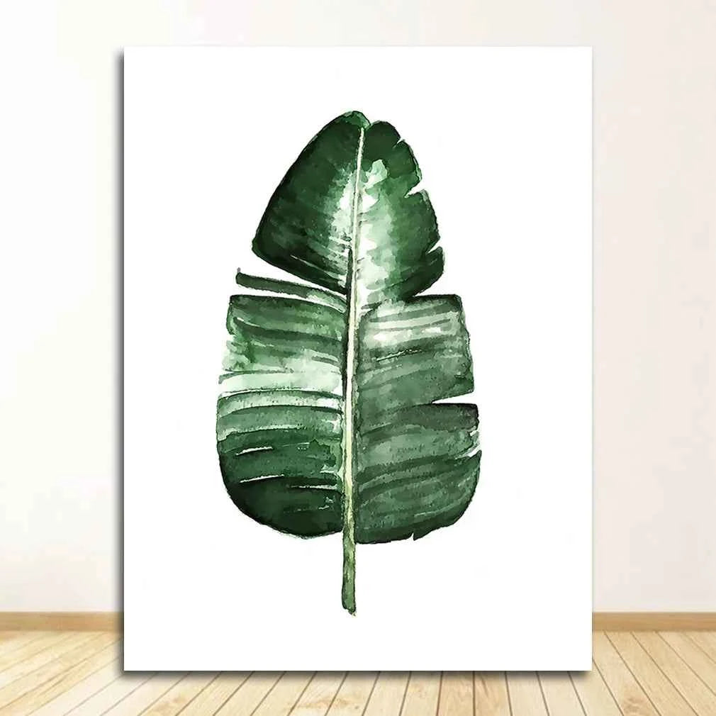 Wall Art Paintings for Living Room Home Decor Scandinavian Style Tropical Plants Poster Green Leaves Decorative Picture Modern
